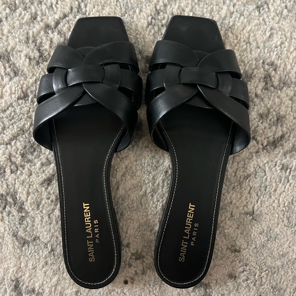 Saint Laurent Nu Pieds Leather Slide Sandals